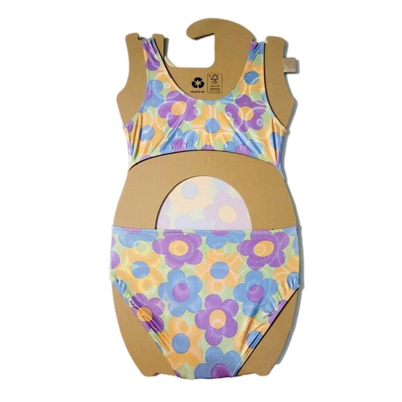 GK Elite VTG Holographic Shimmer Flower Power Cutout Leotard Bodysuit AL Adult L - Picture 7 of 16